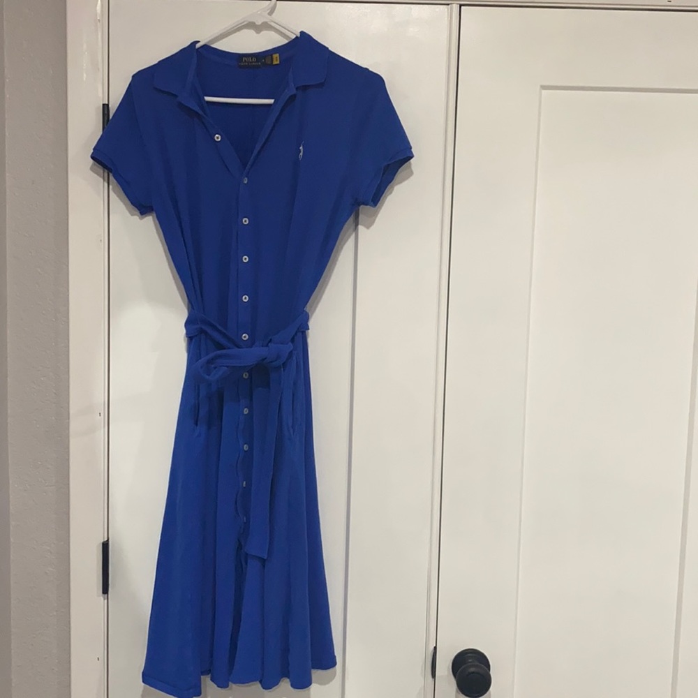 PIQUE A-LINE POLO DRESS, M, POCKETS RALPH LAUREN